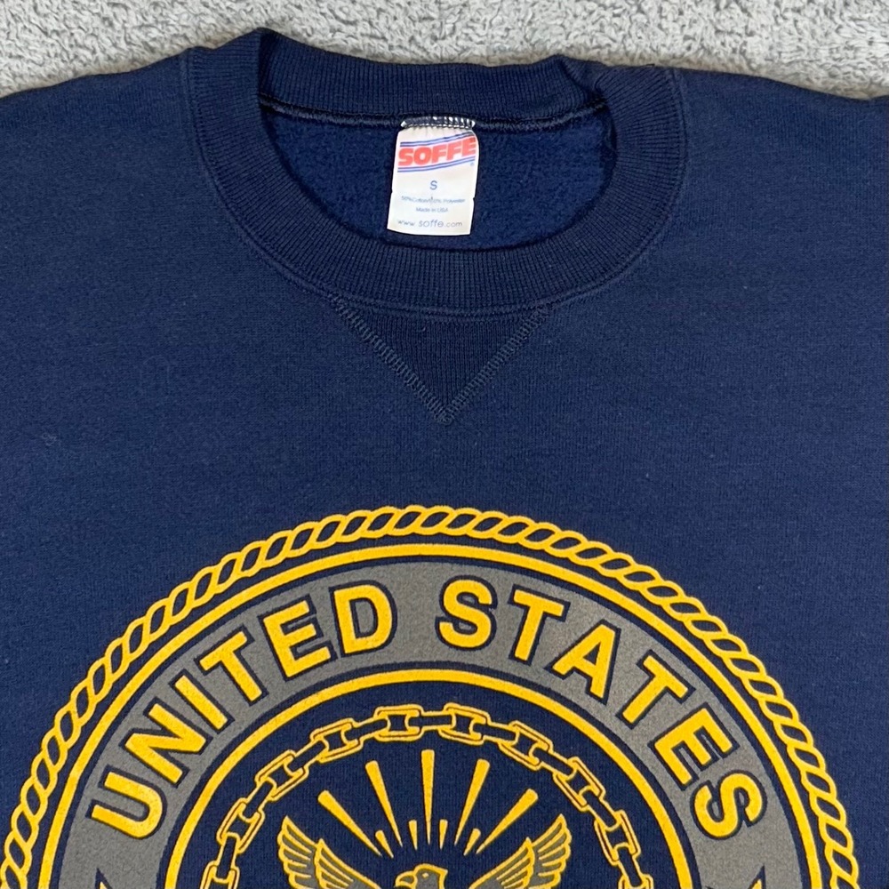 Soffe Mens US Navy United States Navy Blue Crewneck Sweatshirt Small Made in USA